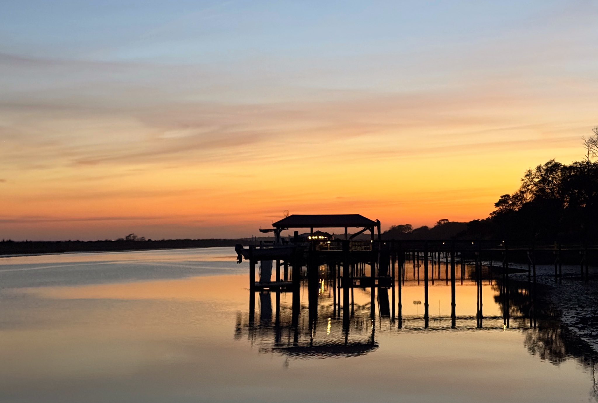 Intracoastal Waterway dock at golden hour
