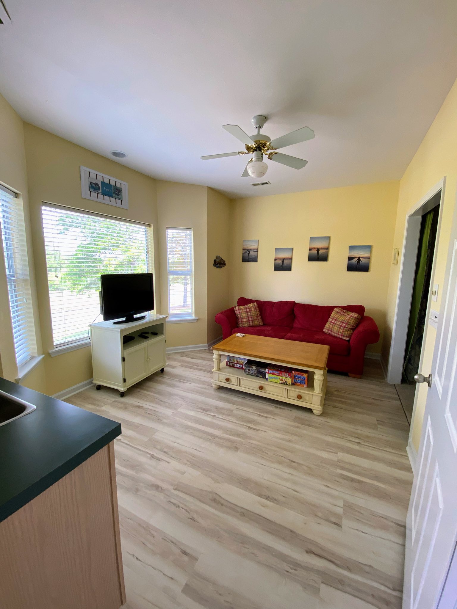 Second living area with TV and seating