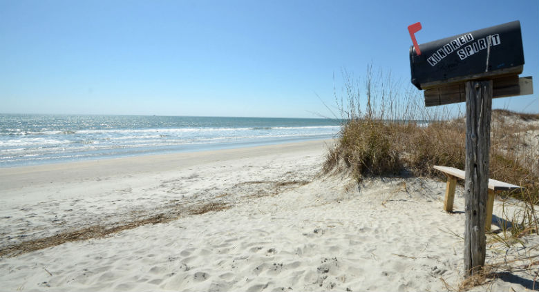 The Kindred Spirit Mailbox on Bird Island beach