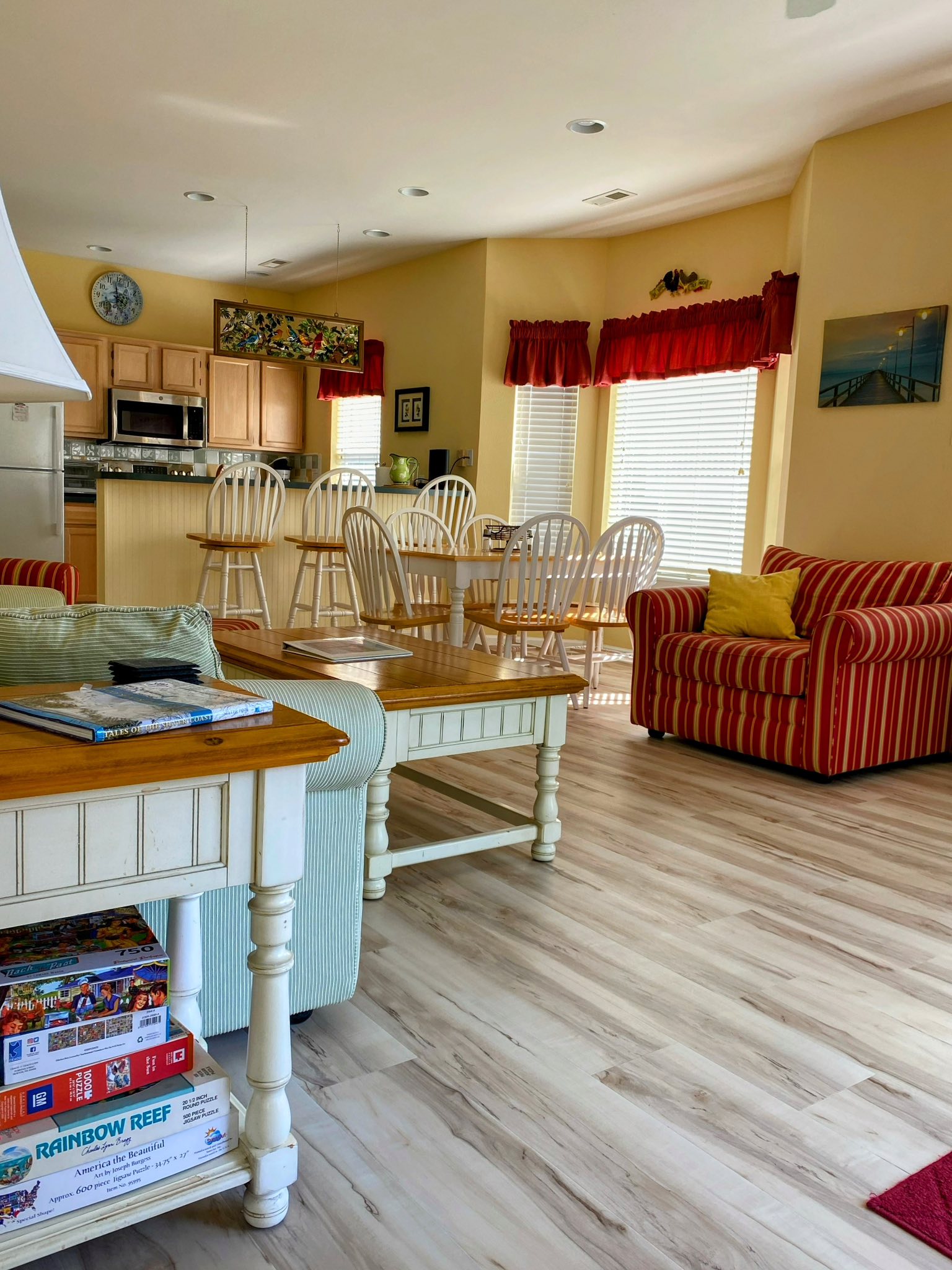 Open-plan living and dining area